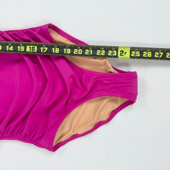 J Crew Womens Ruched Ruffle One Piece Swimsuit Size 4 Pink - Picture 13 of 14